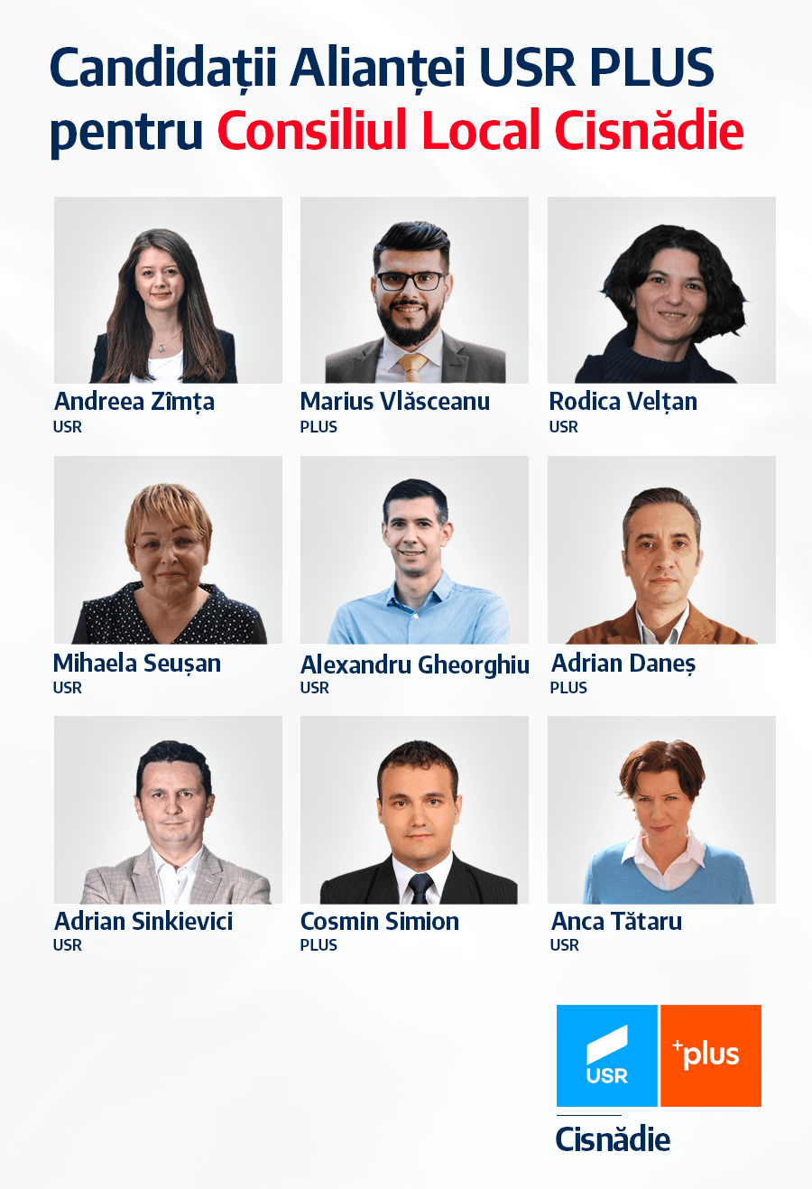 Alianța USR PLUS Candidați Consiliul Local Cisnădie